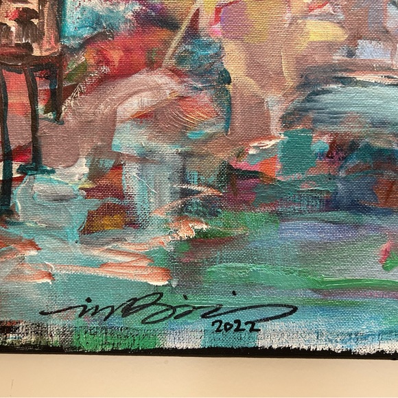 Original artwork oil and acrylic paint on canvas fantasy landscape 24x30” signed - Picture 4 of 5